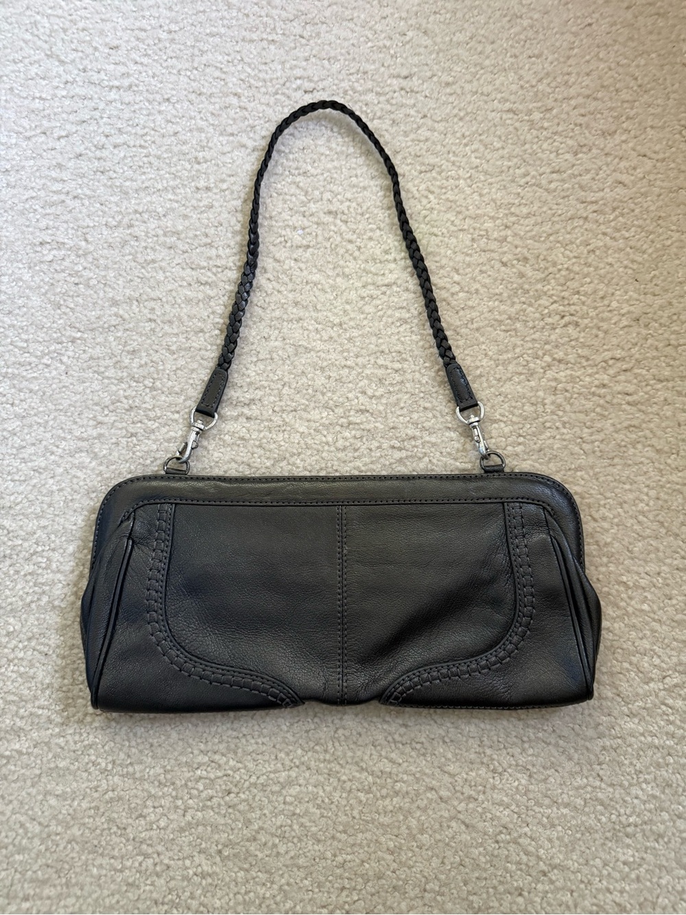 EUC Sigrid Olsen leather bag with decorative stitching